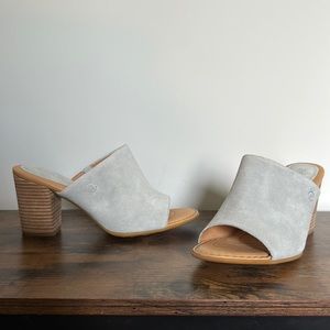 NEW Born Womens Bima Distressed Blue Leather Suede Mule Heel Sandal Slide